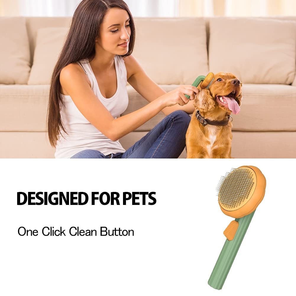 Pet Pumpkin Brush – Self-Cleaning Slicker Brush for Dogs, Cats, and Rabbits