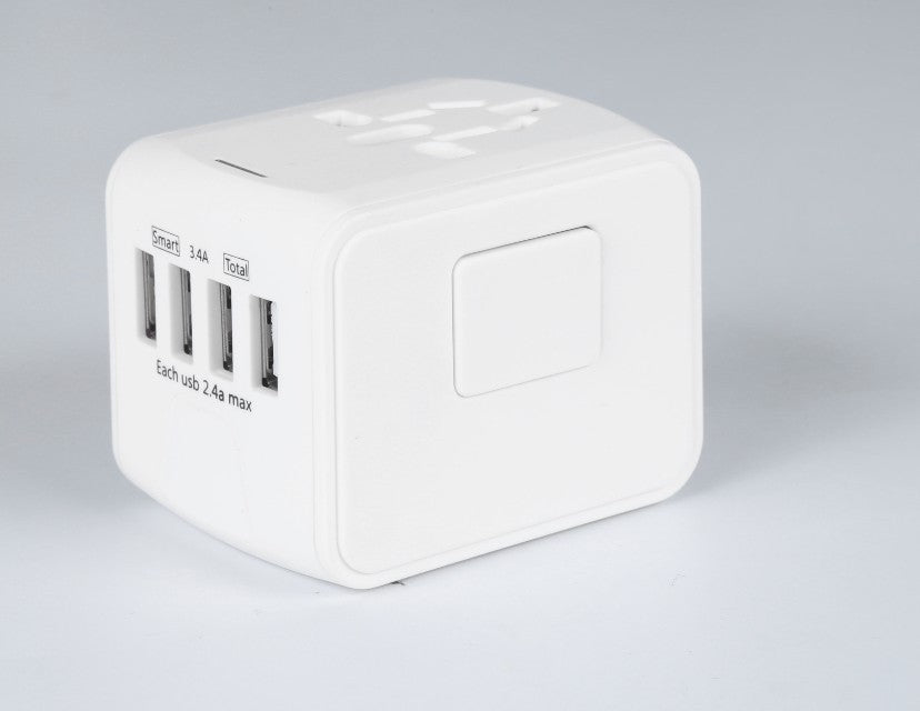 Multinational Travel USB Charger – 4-in-1 Socket & Universal Adapter