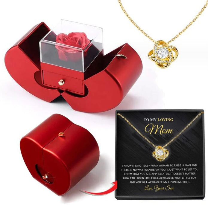 Eternal Rose Apple Jewelry Box – Necklace Gift for Her | Valentine's, Mother's Day, Christmas