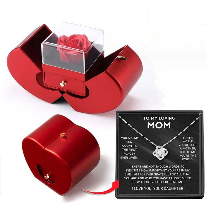 Eternal Rose Apple Jewelry Box – Necklace Gift for Her | Valentine's, Mother's Day, Christmas