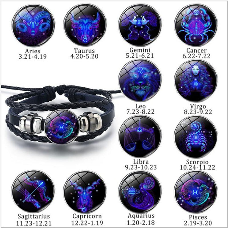 Zodiac Constellation Braided Bracelet – Unisex Astrology Jewelry