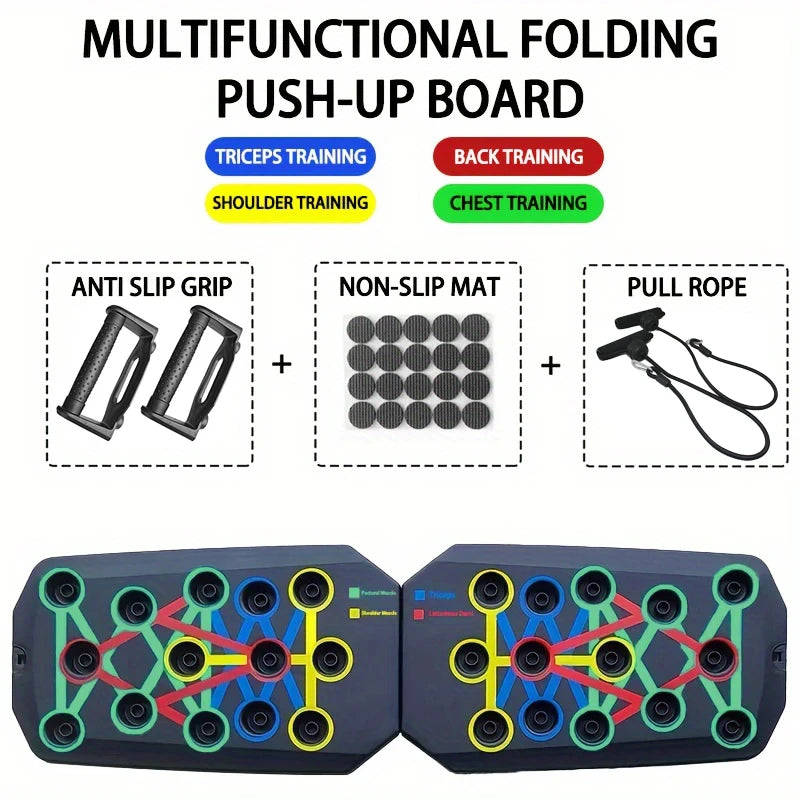 Portable Foldable Push-Up Board Set with Handles – Full Body Workout Trainer