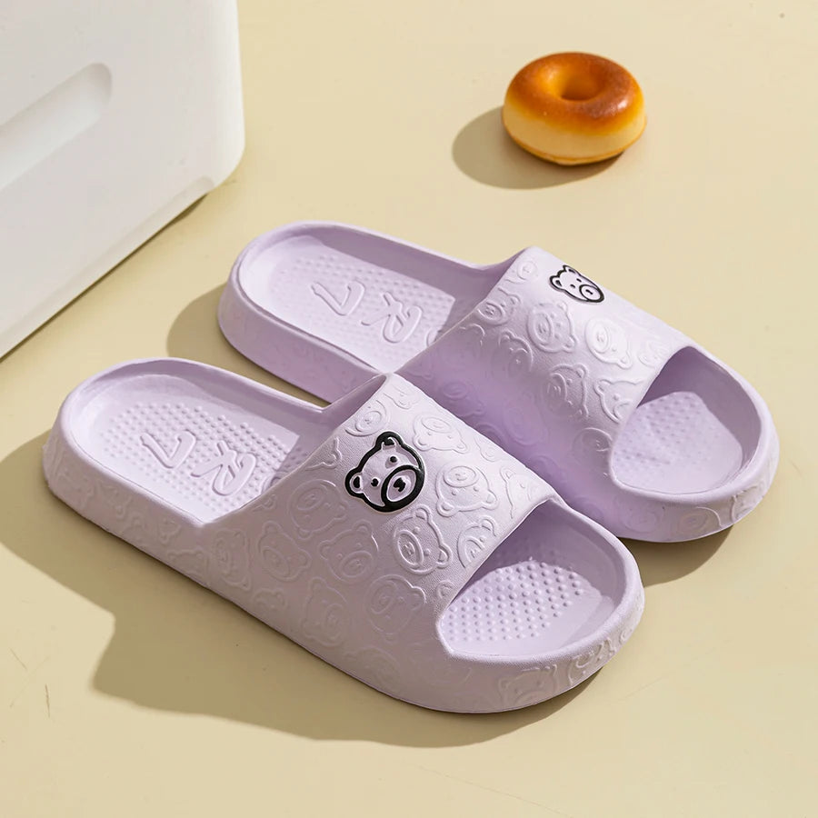 Cartoon Bear Slides – Soft, Thick-Soled Anti-Slip Slippers for Men & Women, Indoor & Outdoor Use - The Highest Nation