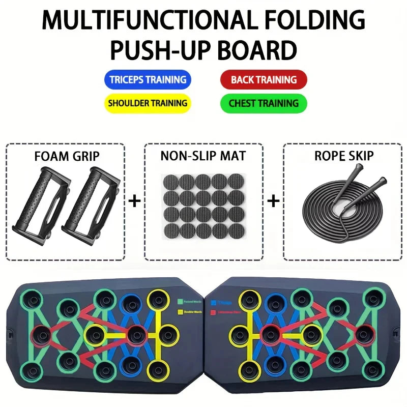 Portable Foldable Push-Up Board Set with Handles – Full Body Workout Trainer