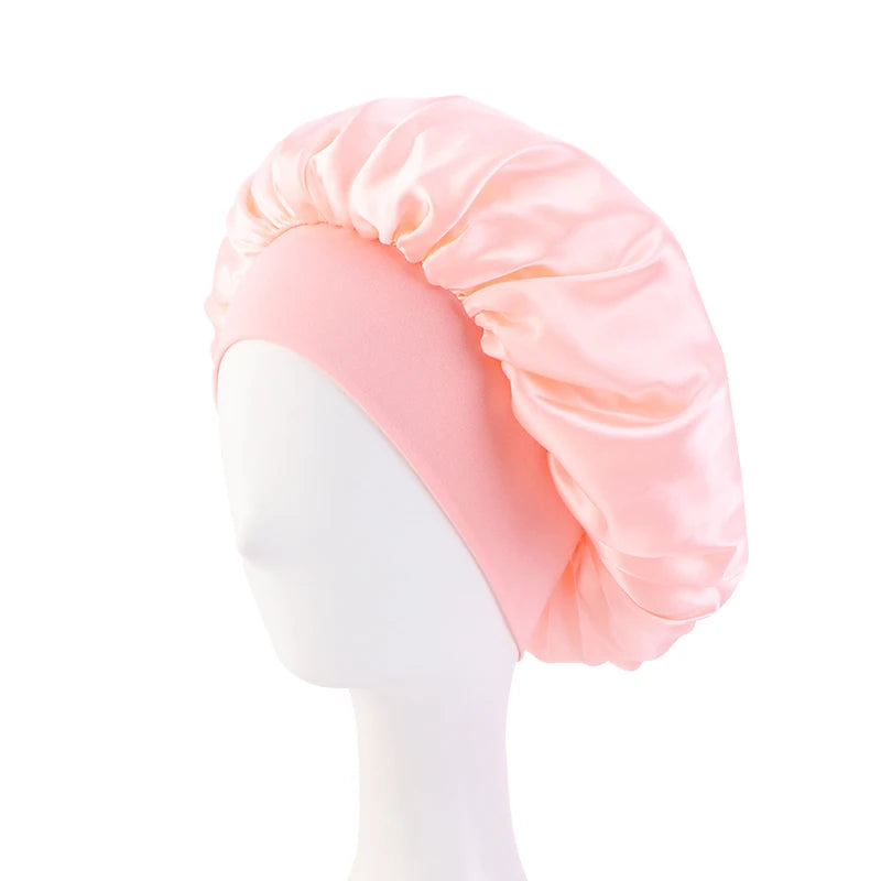 Satin Sleep Bonnet – Unisex Wide-Brim Night Cap with Elastic Band - The Highest Nation