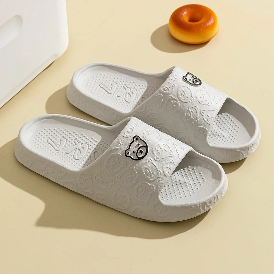 Cartoon Bear Slides – Soft, Thick-Soled Anti-Slip Slippers for Men & Women, Indoor & Outdoor Use - The Highest Nation