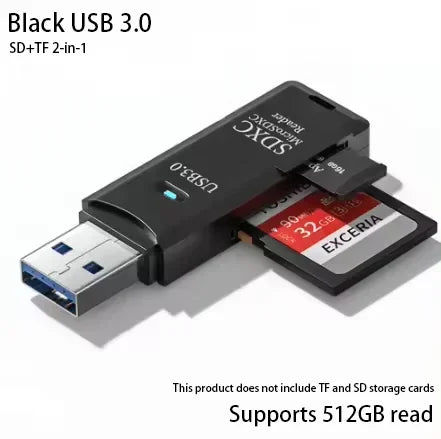 2-in-1 High-Speed USB Card Reader – USB 3.0/2.0, Supports SD & TF Cards for PC, Laptop, Camera, Car - The Highest Nation