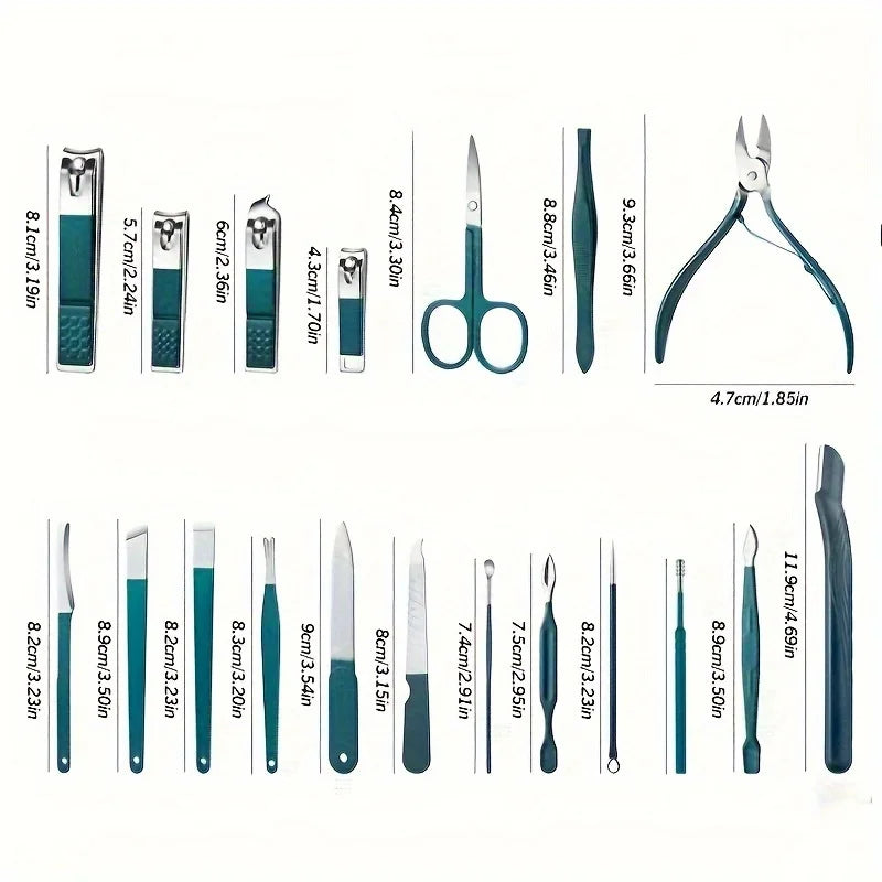 Professional Stainless Steel Manicure & Pedicure Kit – Nail Clipper Set with Travel Case