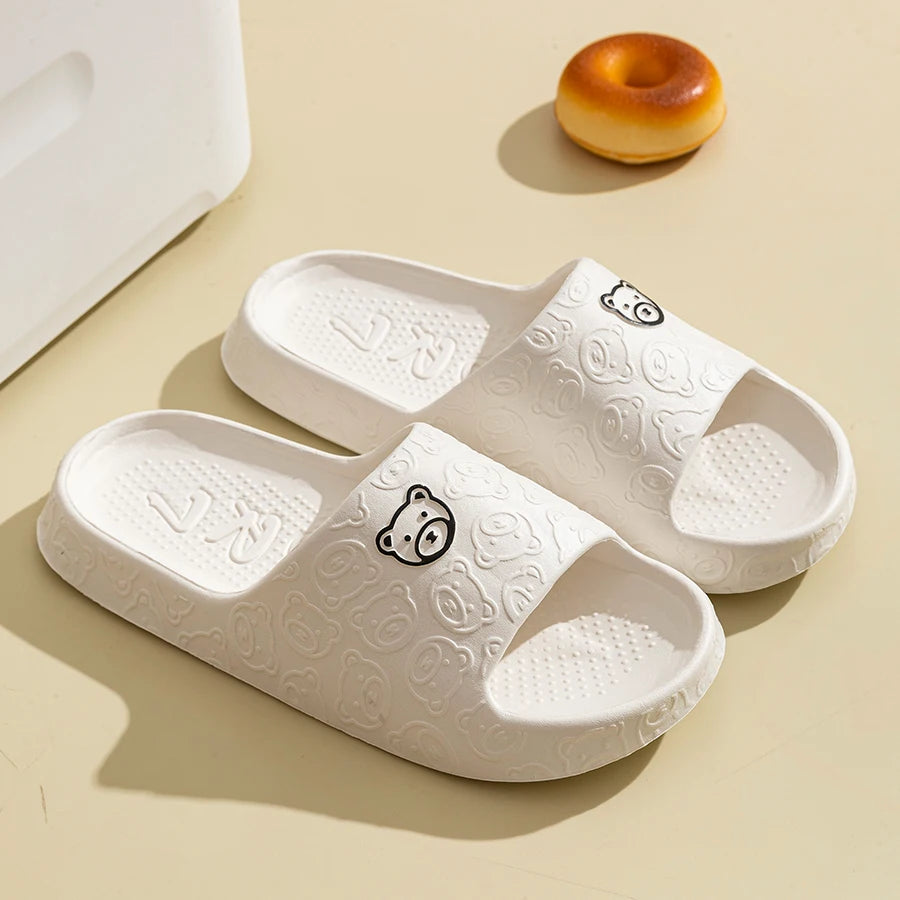 Cartoon Bear Slides – Soft, Thick-Soled Anti-Slip Slippers for Men & Women, Indoor & Outdoor Use - The Highest Nation