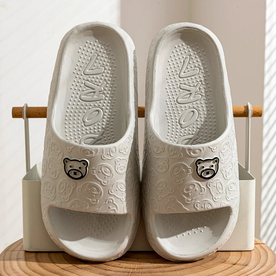 Cartoon Bear Slides – Soft, Thick-Soled Anti-Slip Slippers for Men & Women, Indoor & Outdoor Use - The Highest Nation