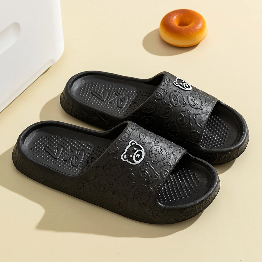 Cartoon Bear Slides – Soft, Thick-Soled Anti-Slip Slippers for Men & Women, Indoor & Outdoor Use - The Highest Nation