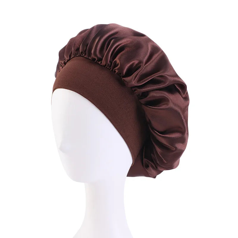 Satin Sleep Bonnet – Unisex Wide-Brim Night Cap with Elastic Band - The Highest Nation