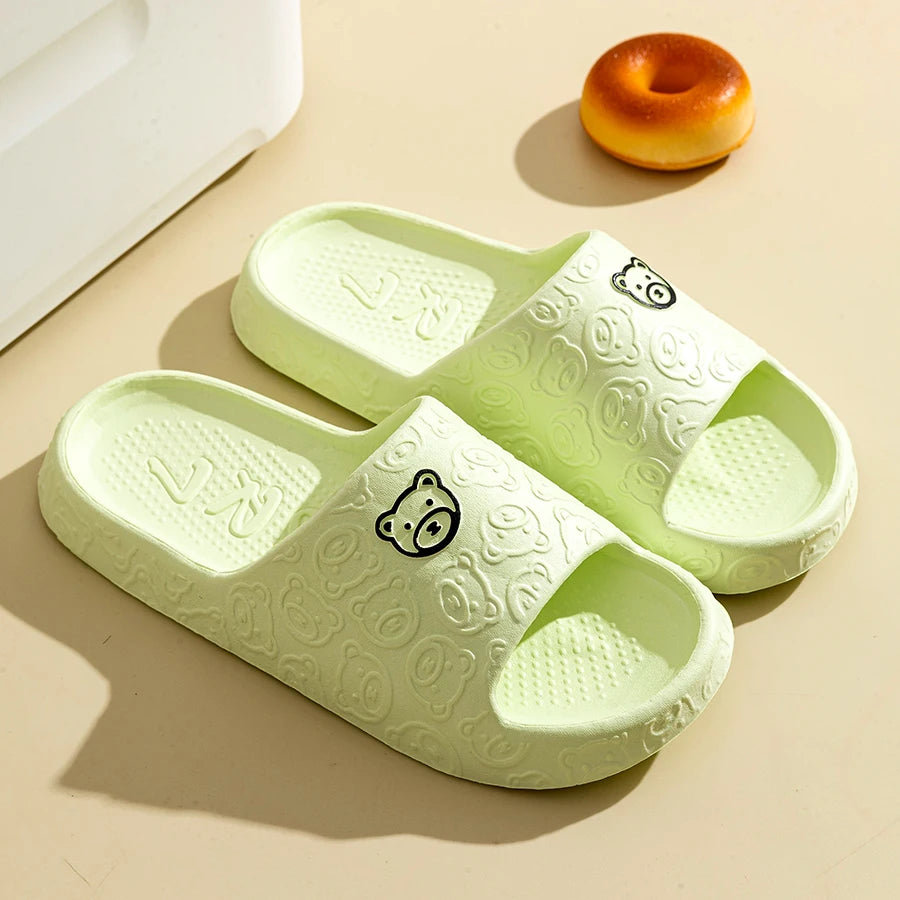 Cartoon Bear Slides – Soft, Thick-Soled Anti-Slip Slippers for Men & Women, Indoor & Outdoor Use - The Highest Nation