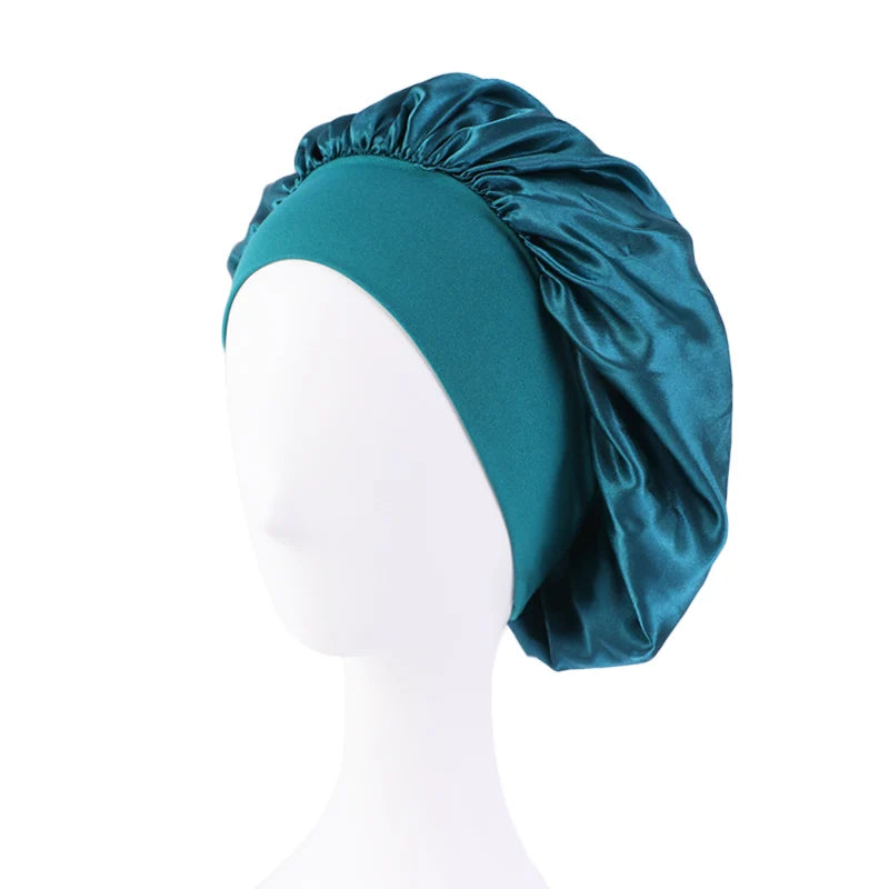 Satin Sleep Bonnet – Unisex Wide-Brim Night Cap with Elastic Band - The Highest Nation