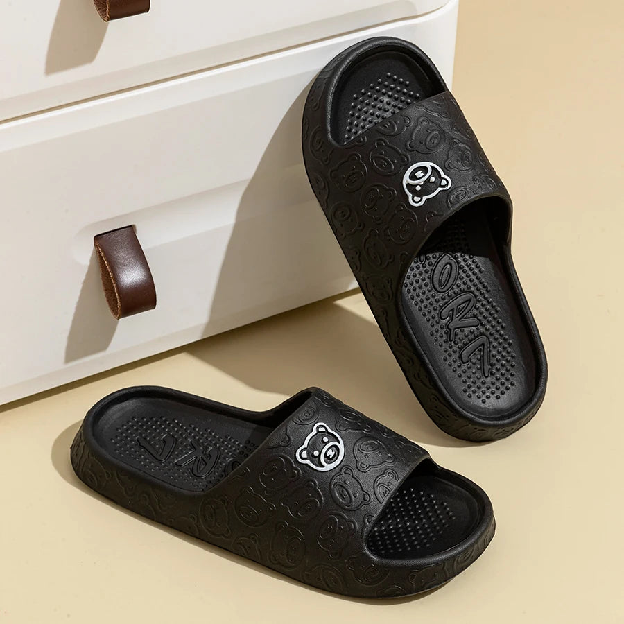 Cartoon Bear Slides – Soft, Thick-Soled Anti-Slip Slippers for Men & Women, Indoor & Outdoor Use - The Highest Nation