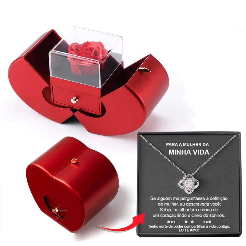 Eternal Rose Apple Jewelry Box – Necklace Gift for Her | Valentine's, Mother's Day, Christmas