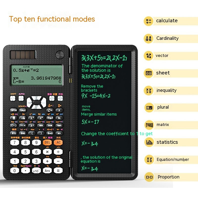 2-in-1 Foldable Scientific Calculator & Handwriting Tablet – Learning Function