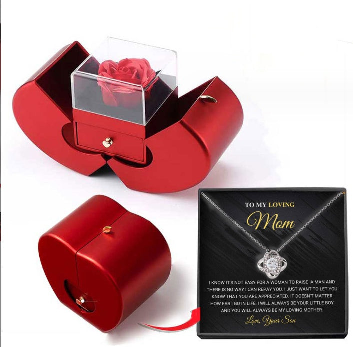 Eternal Rose Apple Jewelry Box – Necklace Gift for Her | Valentine's, Mother's Day, Christmas