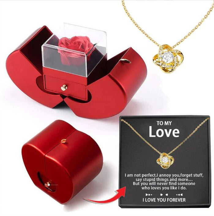 Eternal Rose Apple Jewelry Box – Necklace Gift for Her | Valentine's, Mother's Day, Christmas