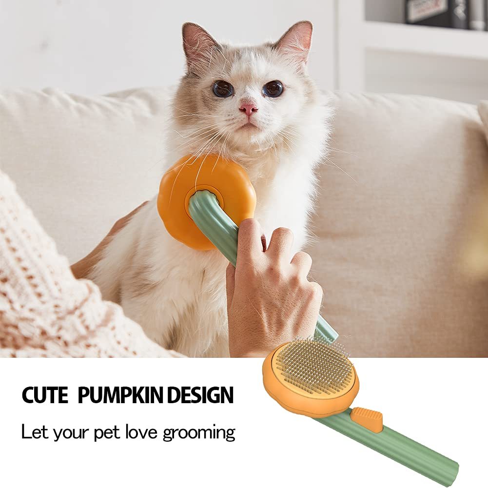 Pet Pumpkin Brush – Self-Cleaning Slicker Brush for Dogs, Cats, and Rabbits