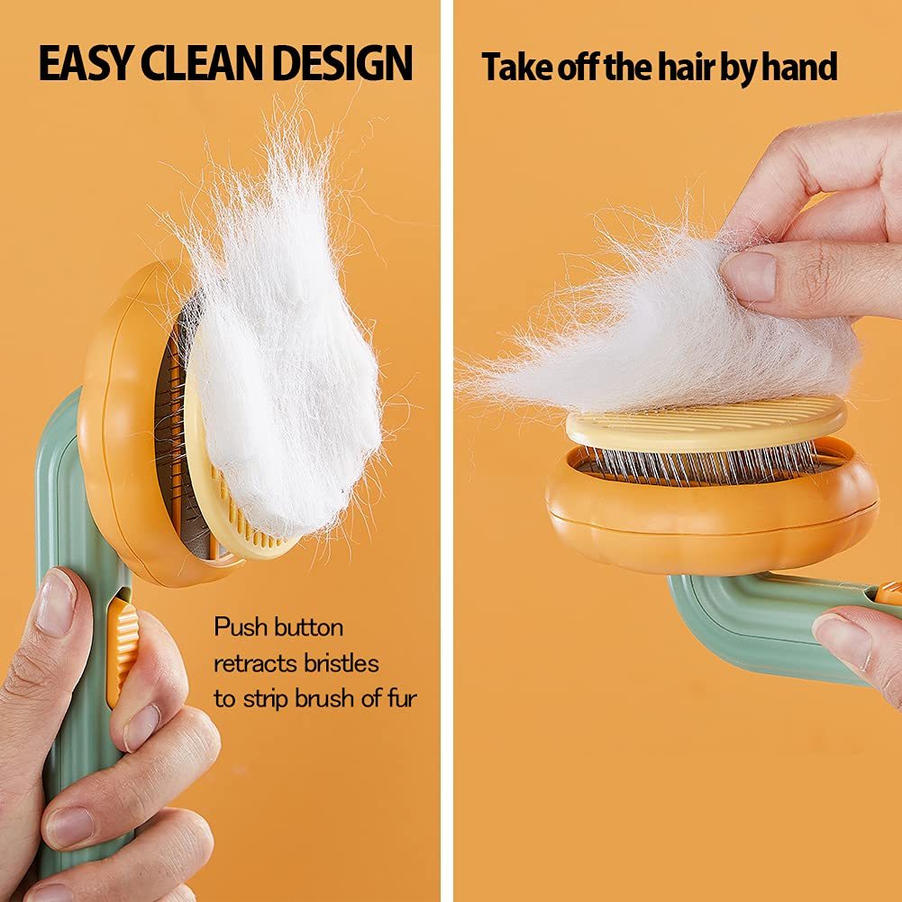 Pet Pumpkin Brush – Self-Cleaning Slicker Brush for Dogs, Cats, and Rabbits