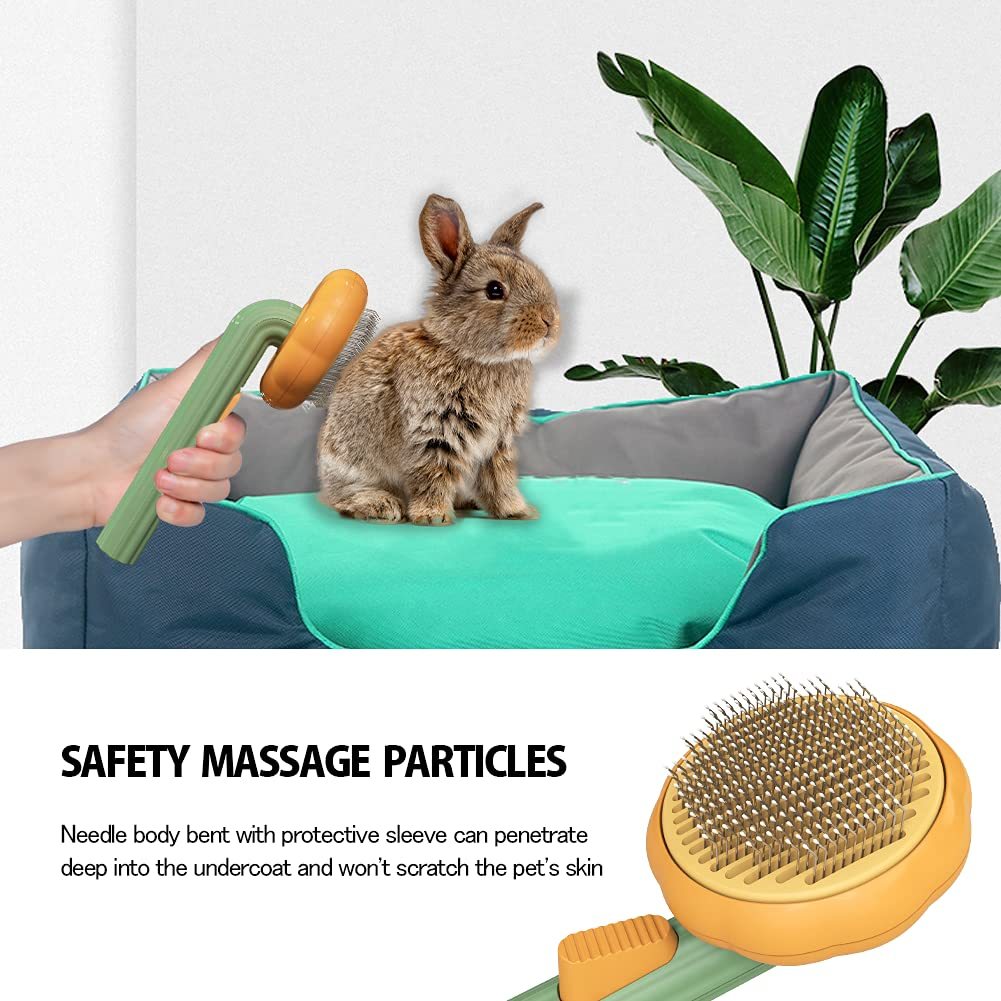 Pet Pumpkin Brush – Self-Cleaning Slicker Brush for Dogs, Cats, and Rabbits