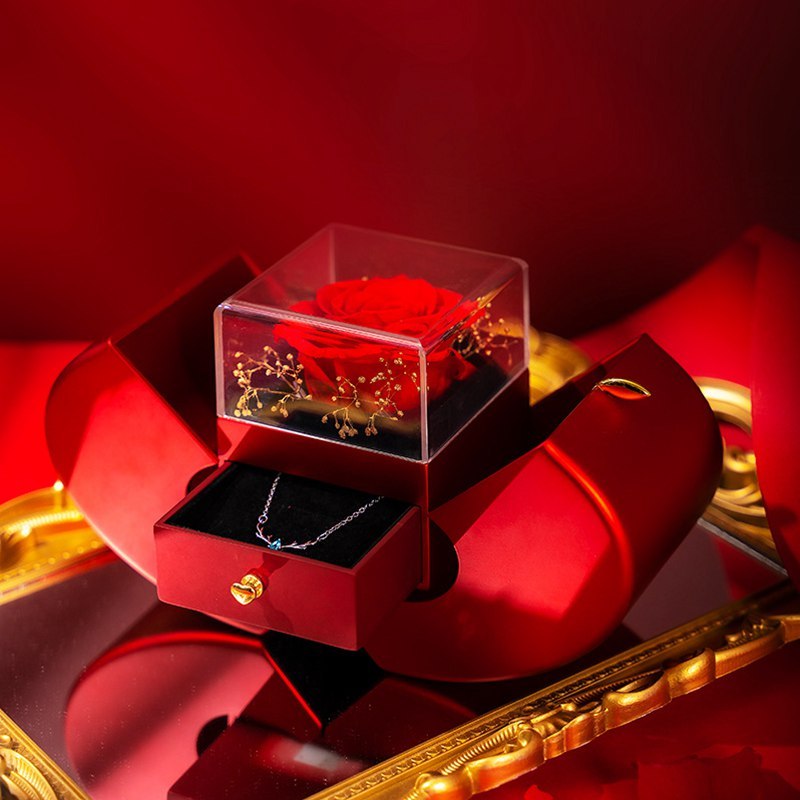 Eternal Rose Apple Jewelry Box – Necklace Gift for Her | Valentine's, Mother's Day, Christmas