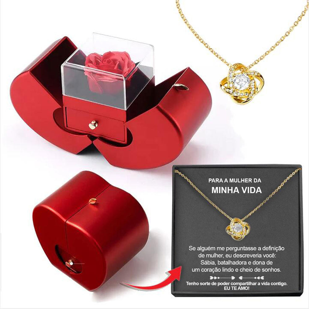 Eternal Rose Apple Jewelry Box – Necklace Gift for Her | Valentine's, Mother's Day, Christmas