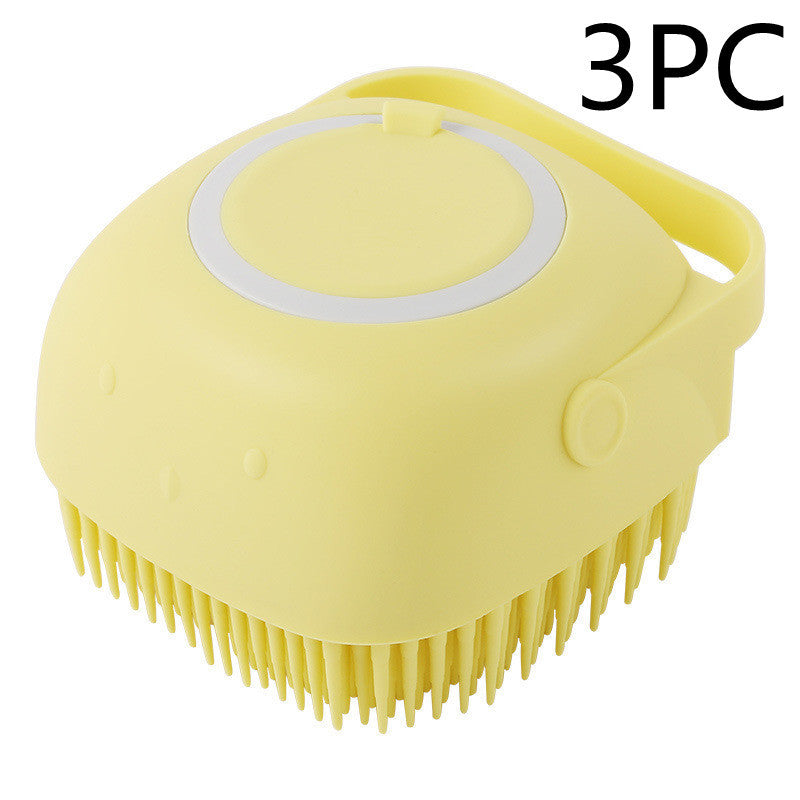 Silicone Pet Bath & Massage Glove – Grooming Brush for Dogs & Cats with Shampoo Dispenser