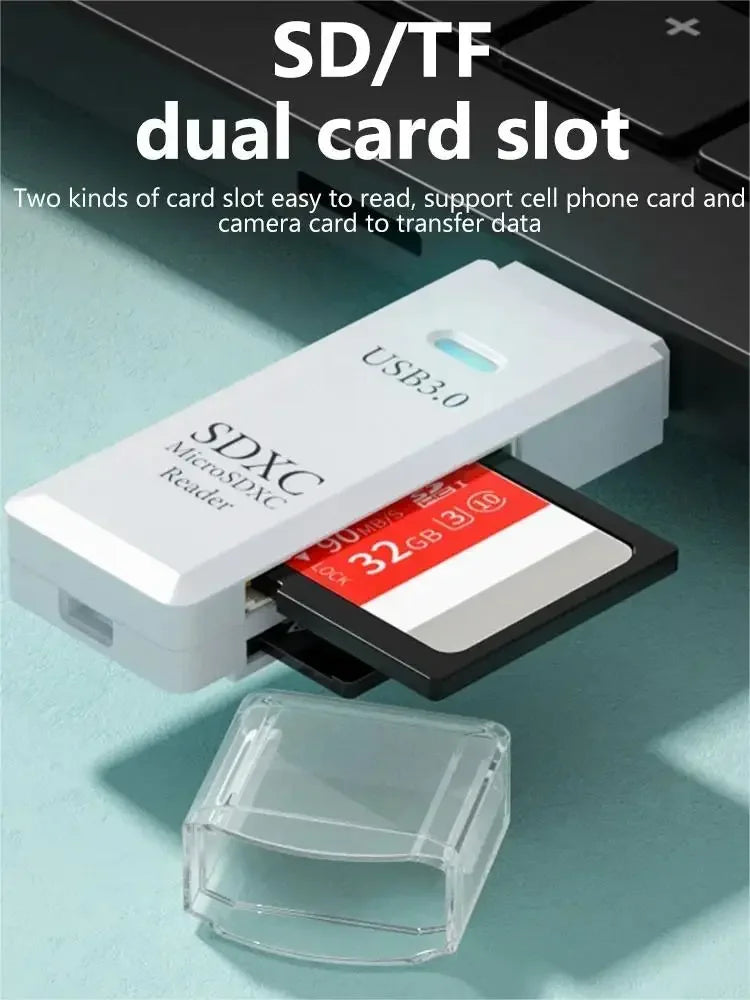 2-in-1 High-Speed USB Card Reader – USB 3.0/2.0, Supports SD & TF Cards for PC, Laptop, Camera, Car - The Highest Nation
