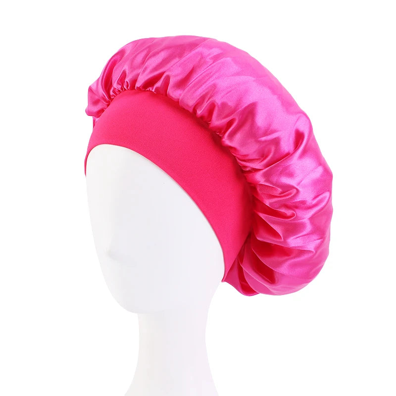 Satin Sleep Bonnet – Unisex Wide-Brim Night Cap with Elastic Band - The Highest Nation