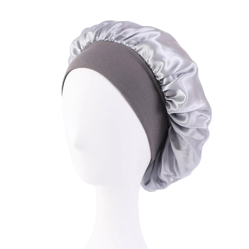 Satin Sleep Bonnet – Unisex Wide-Brim Night Cap with Elastic Band - The Highest Nation