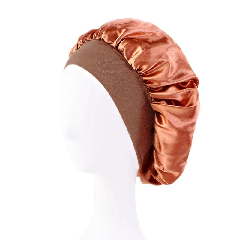 Satin Sleep Bonnet – Unisex Wide-Brim Night Cap with Elastic Band - The Highest Nation