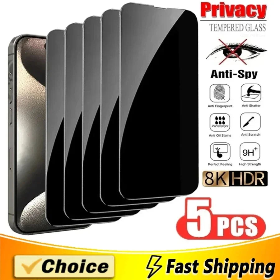 5-Pack Privacy Screen Protectors – Tempered Glass for iPhone 6–16 Series - The Highest Nation