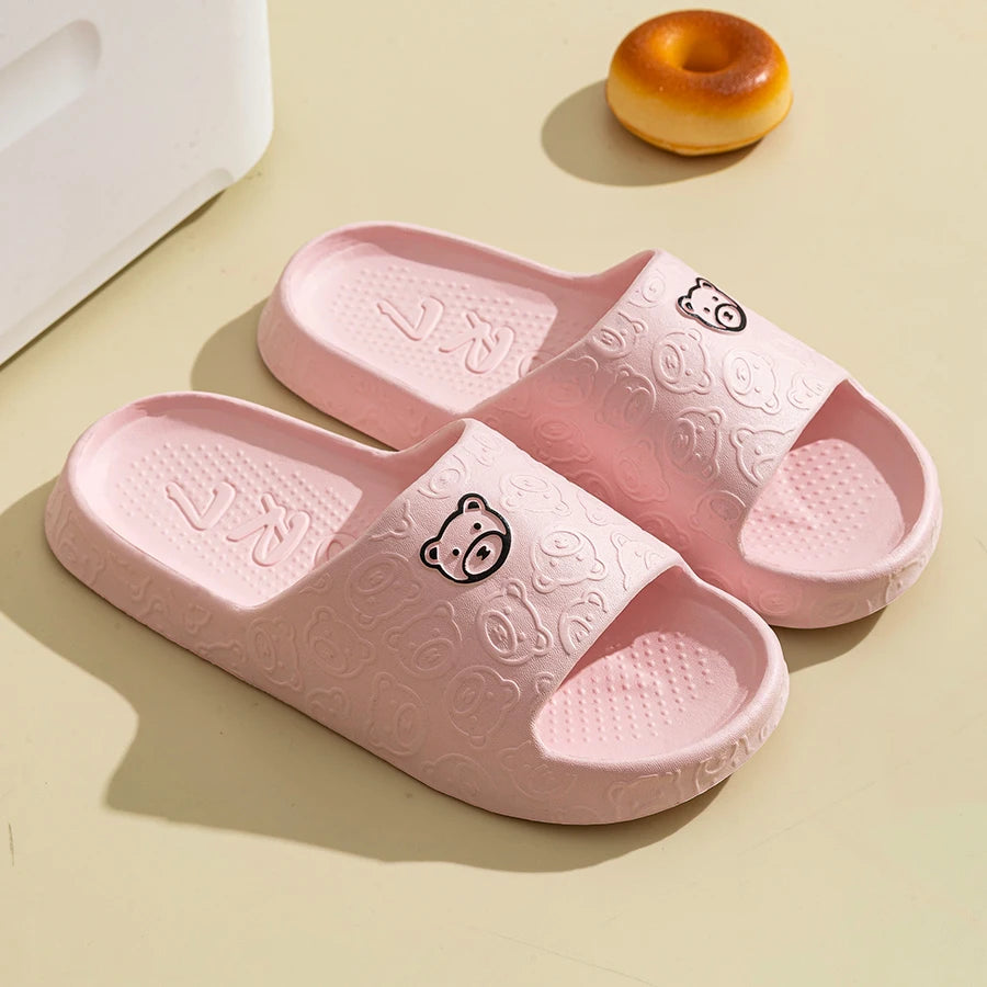 Cartoon Bear Slides – Soft, Thick-Soled Anti-Slip Slippers for Men & Women, Indoor & Outdoor Use - The Highest Nation