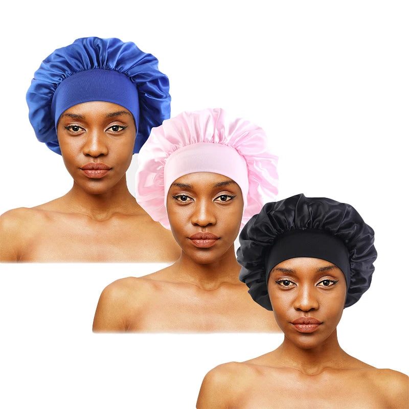 Satin Sleep Bonnet – Unisex Wide-Brim Night Cap with Elastic Band - The Highest Nation