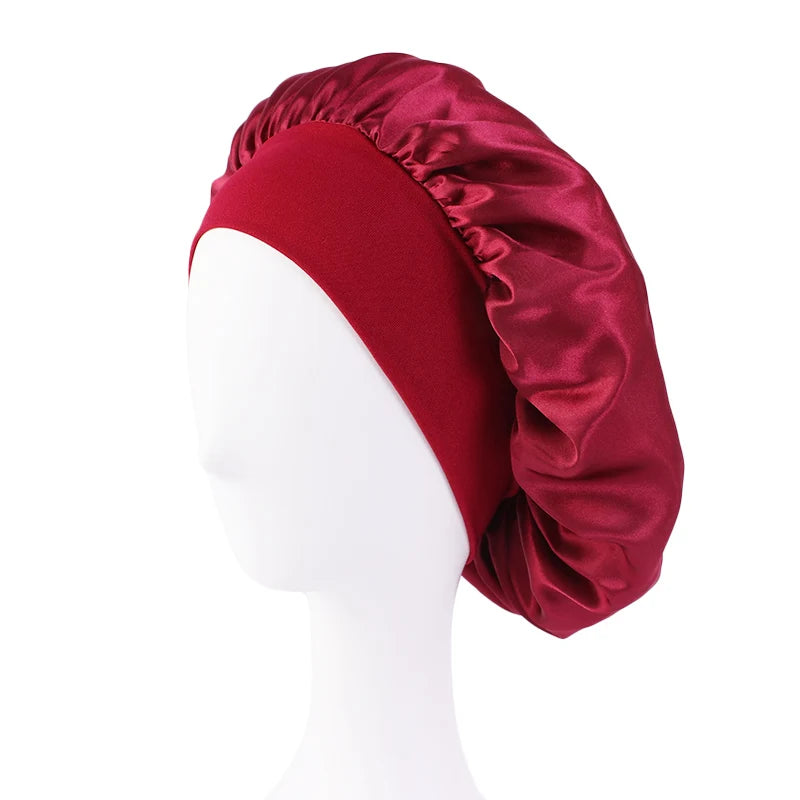 Satin Sleep Bonnet – Unisex Wide-Brim Night Cap with Elastic Band - The Highest Nation