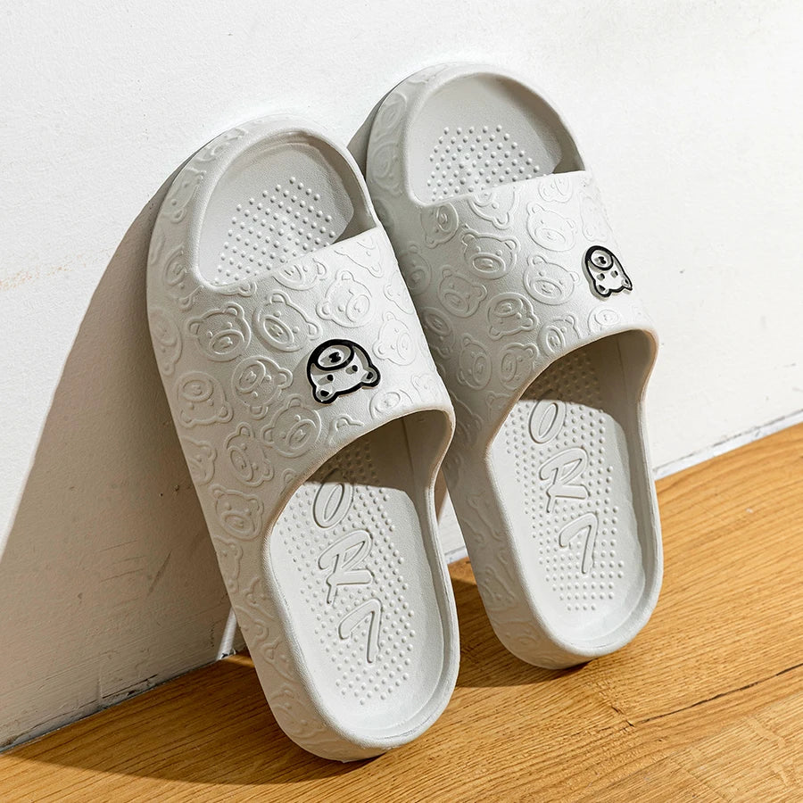 Cartoon Bear Slides – Soft, Thick-Soled Anti-Slip Slippers for Men & Women, Indoor & Outdoor Use - The Highest Nation