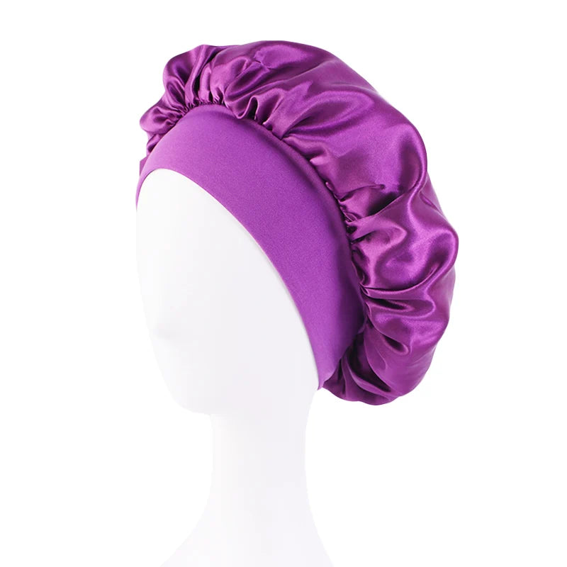 Satin Sleep Bonnet – Unisex Wide-Brim Night Cap with Elastic Band - The Highest Nation