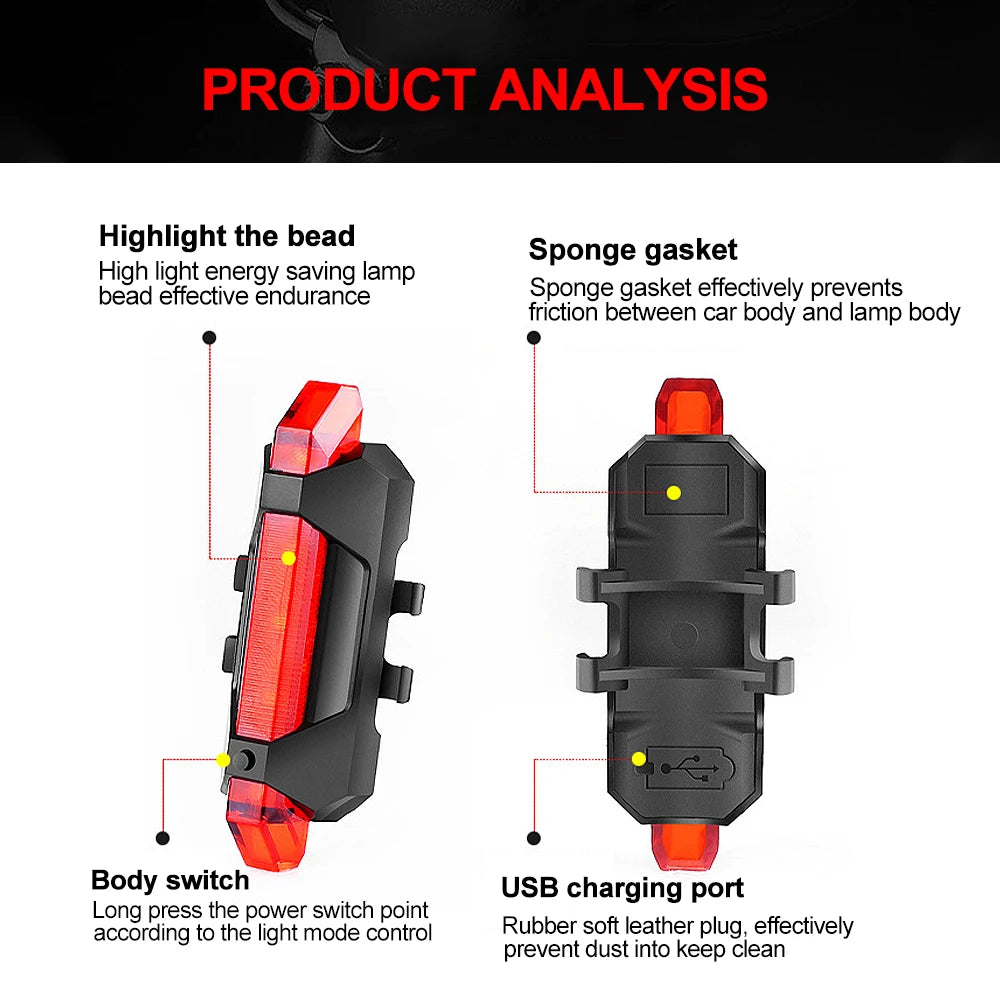 USB Rechargeable Bike Tail Light – 3 Modes, Easy Installation