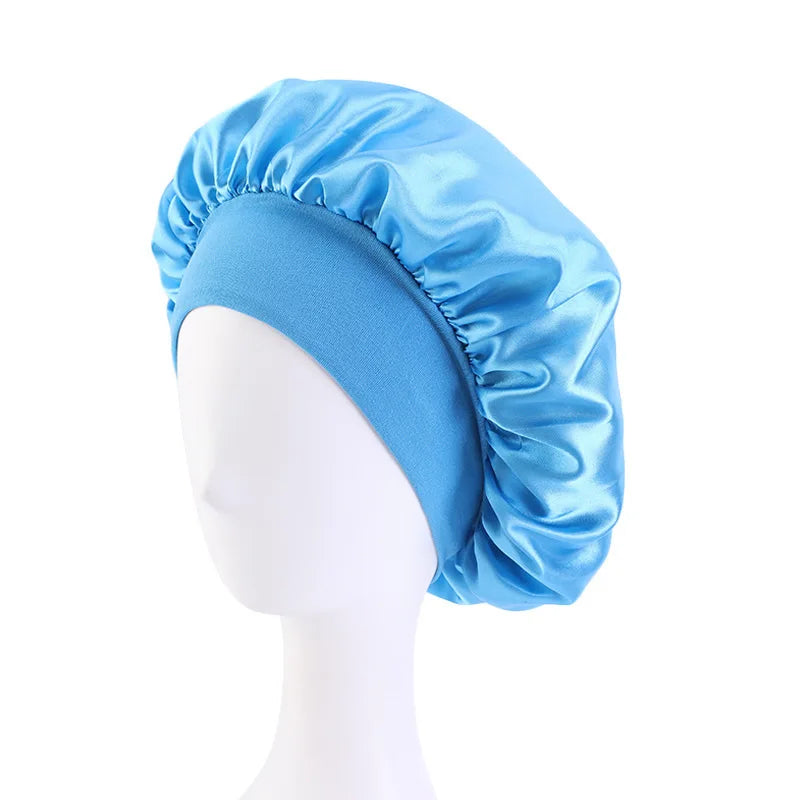 Satin Sleep Bonnet – Unisex Wide-Brim Night Cap with Elastic Band - The Highest Nation