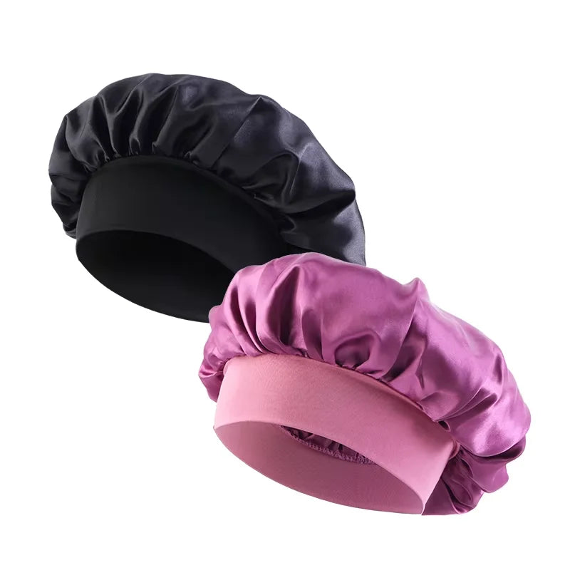 Satin Sleep Bonnet – Unisex Wide-Brim Night Cap with Elastic Band - The Highest Nation