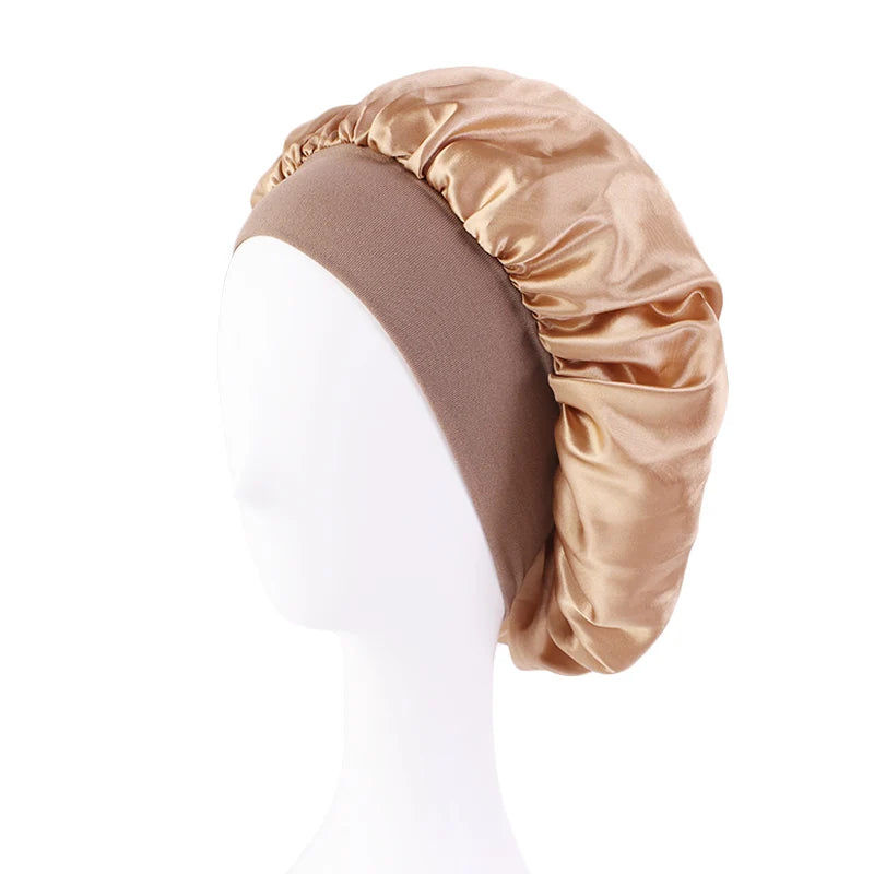 Satin Sleep Bonnet – Unisex Wide-Brim Night Cap with Elastic Band - The Highest Nation