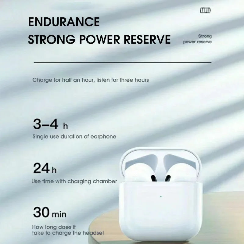 Pro 4 TWS Wireless Earbuds – Bluetooth 5.3, Waterproof, with Mic for iPhone & Android