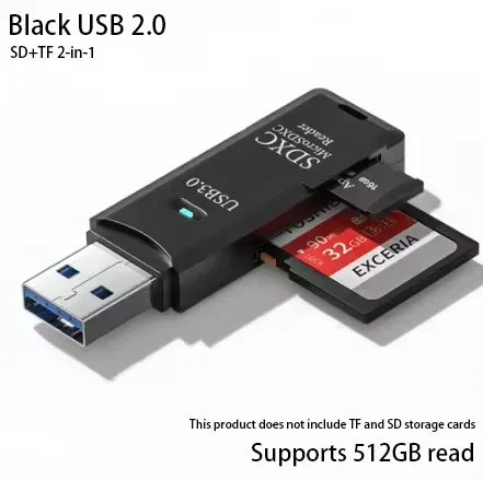 2-in-1 High-Speed USB Card Reader – USB 3.0/2.0, Supports SD & TF Cards for PC, Laptop, Camera, Car - The Highest Nation