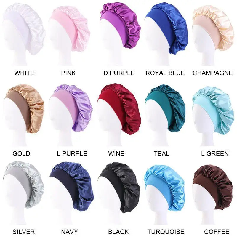 Satin Sleep Bonnet – Unisex Wide-Brim Night Cap with Elastic Band - The Highest Nation