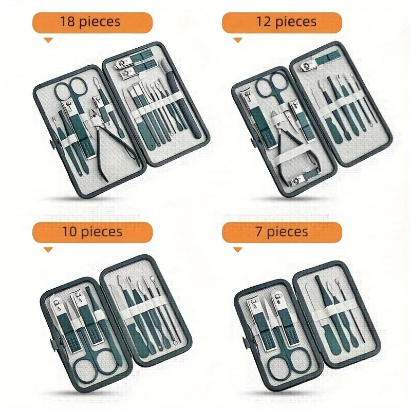 Professional Stainless Steel Manicure & Pedicure Kit – Nail Clipper Set with Travel Case