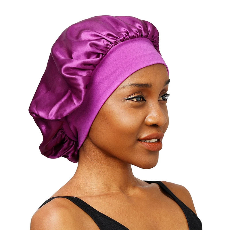 Satin Sleep Bonnet – Unisex Wide-Brim Night Cap with Elastic Band - The Highest Nation