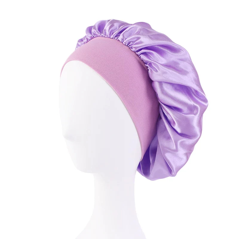 Satin Sleep Bonnet – Unisex Wide-Brim Night Cap with Elastic Band - The Highest Nation