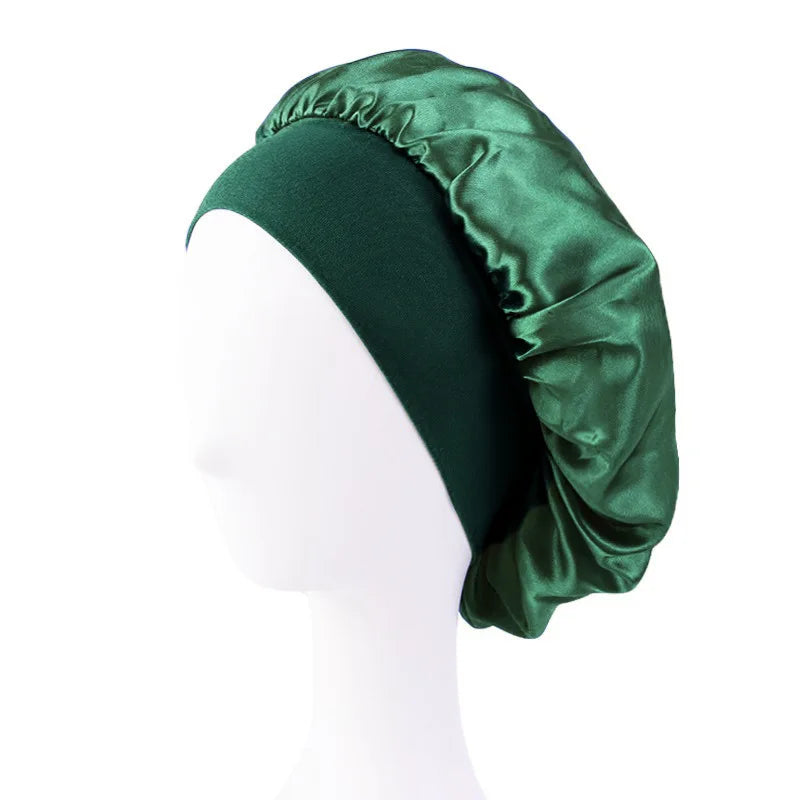 Satin Sleep Bonnet – Unisex Wide-Brim Night Cap with Elastic Band - The Highest Nation